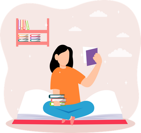 Fille lisant un livre  Illustration