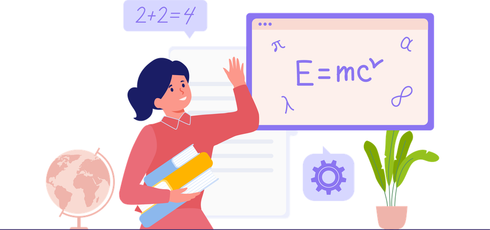 Fille lisant une théorie scientifique  Illustration