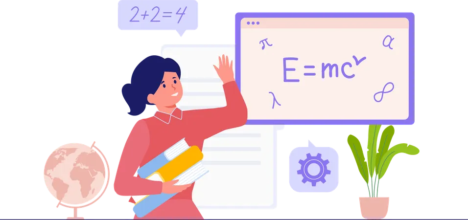 Fille lisant une théorie scientifique  Illustration