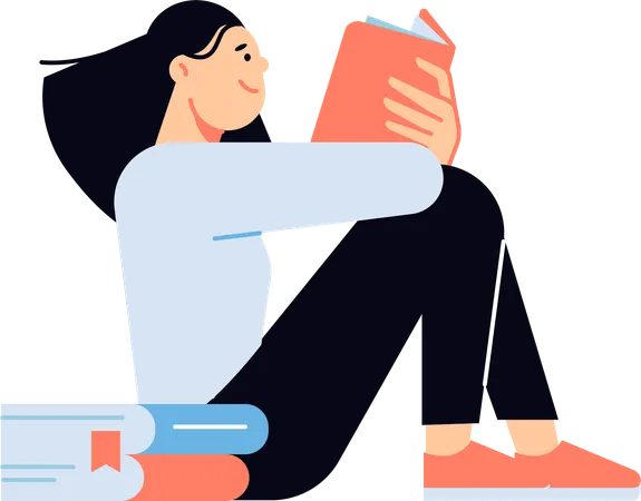 Fille lisant un livre pour l'examen  Illustration