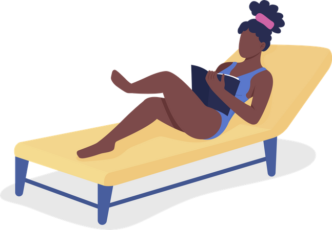 Fille lisant un livre sur la plage  Illustration