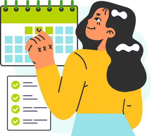 Fille faisant un plan d'horaire  Illustration