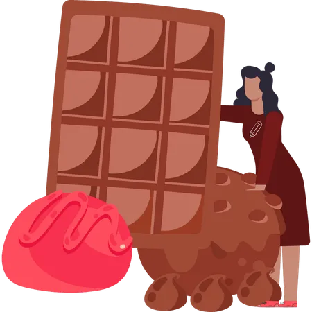 La fille mange trop de chocolats  Illustration