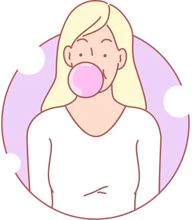 Fille mangeant du chewing-gum  Illustration