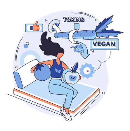 Fille mangeant des aliments sains  Illustration