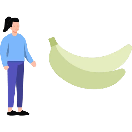 Fille mangeant des bananes  Illustration