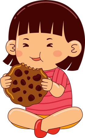 Fille mangeant des biscuits  Illustration