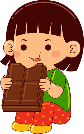 Fille mangeant du chocolat  Illustration