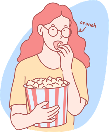 Fille mangeant du pop corn  Illustration