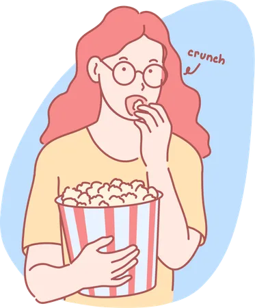 Fille mangeant du pop corn  Illustration