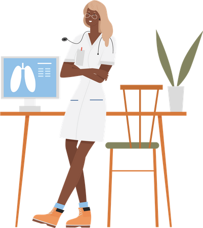 Fille médecin en clinique  Illustration