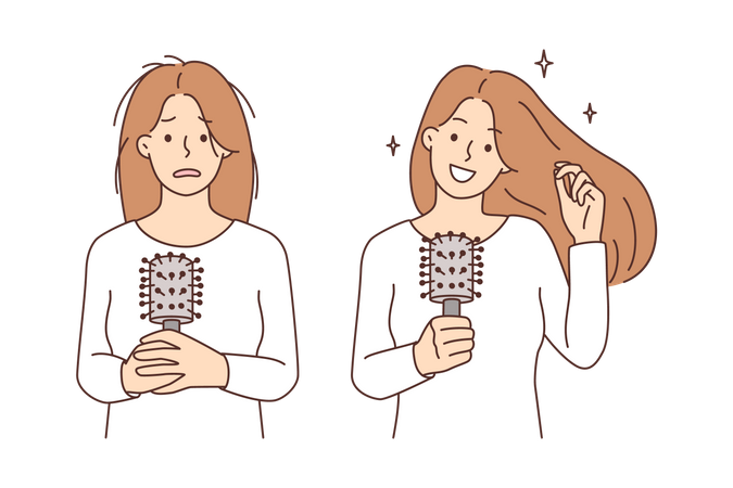 Fille fixant les cheveux  Illustration