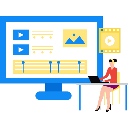 Fille montage vidéo  Illustration
