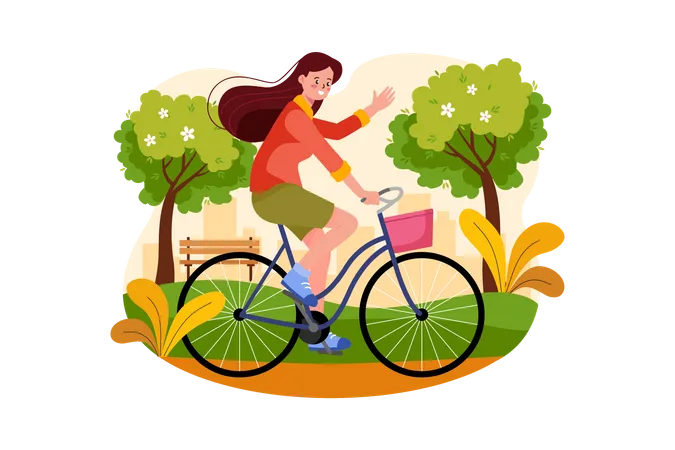 Fille faisant du vélo  Illustration