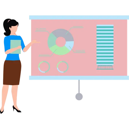 Fille montrant un tableau d'analyse  Illustration