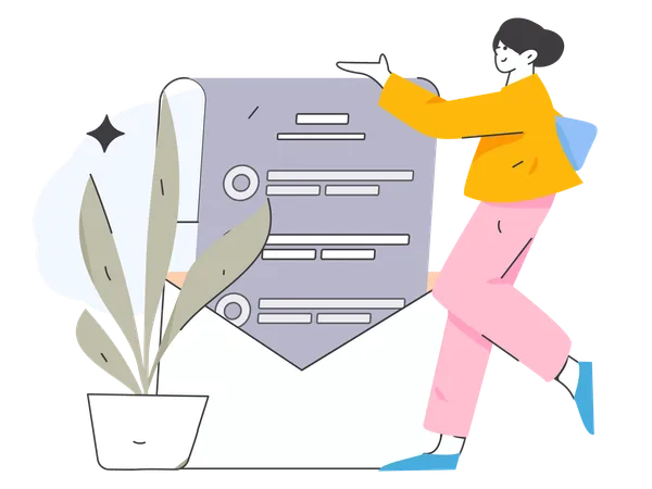 Fille montrant le courrier professionnel  Illustration