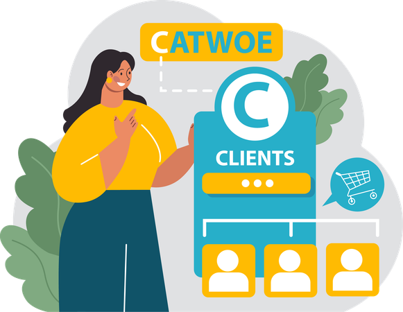 Fille montrant la structure client Catwoe  Illustration