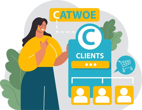 Fille montrant la structure client Catwoe  Illustration