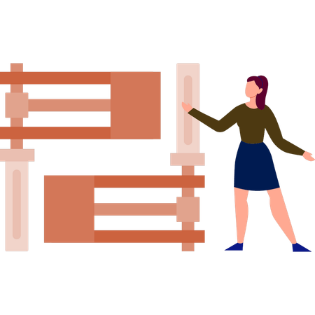 Fille montrant de la musique de harpe  Illustration