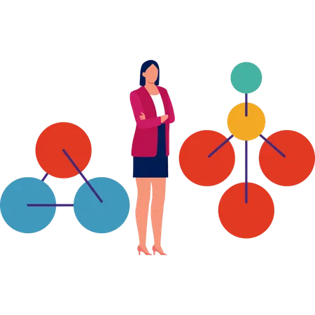 Fille montrant des molécules d'atomes  Illustration