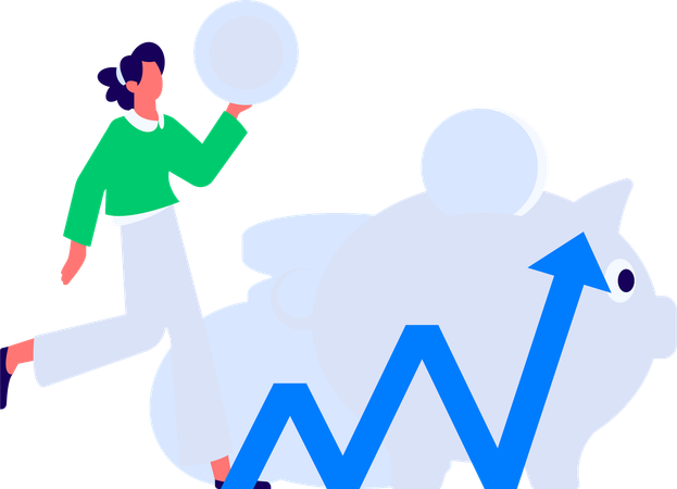 Fille montrant la croissance de l'investissement  Illustration