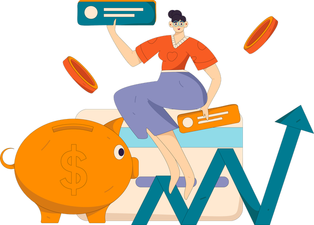Fille montrant le bénéfice de l'investissement  Illustration