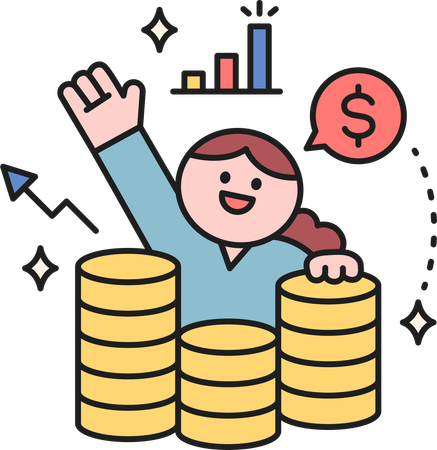 Fille montrant le bénéfice de l'investissement  Illustration