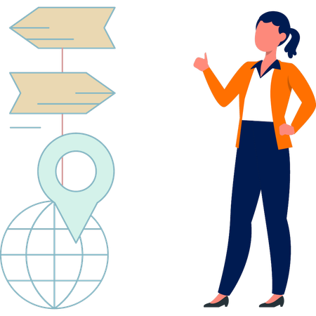 Fille montrant les panneaux de direction des broches  Illustration