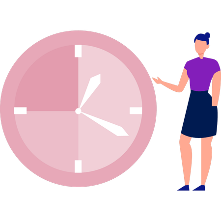 Fille montrant l'horloge  Illustration