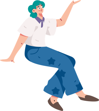 Fille montrant quelque chose  Illustration
