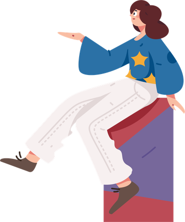 Fille montrant quelque chose  Illustration