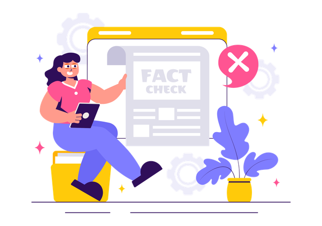 Une fille montre un rapport factuel  Illustration