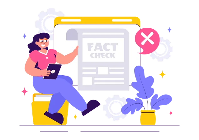 Une fille montre un rapport factuel  Illustration