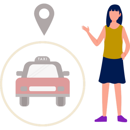 Fille montrant l'emplacement du taxi  Illustration