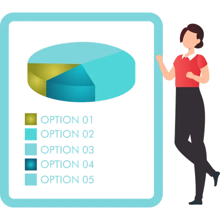 Fille montrant un diagramme circulaire économique  Illustration