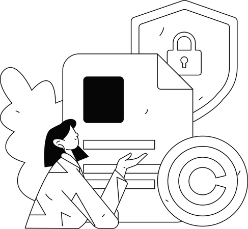 Fille montrant le droit d'auteur du document  Illustration
