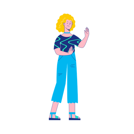 Fille montrant un geste d'arrêt  Illustration