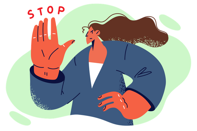 Fille montrant un geste d'arrêt  Illustration