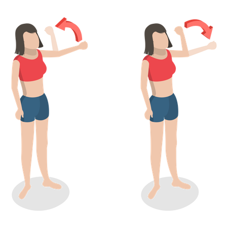 Fille montrant un mouvement musculaire  Illustration