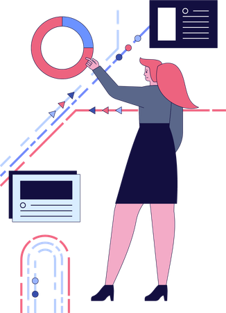 Fille montrant un rapport d'activité  Illustration