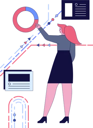 Fille montrant un rapport d'activité  Illustration