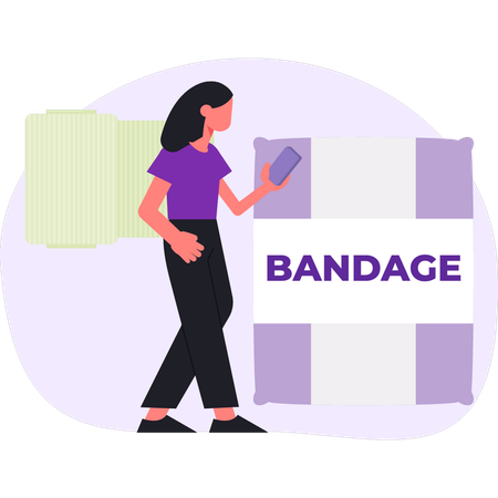 Une fille montre des bandages de santé  Illustration