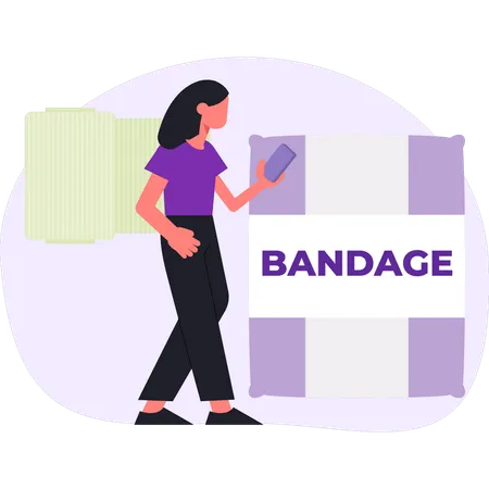 Une fille montre des bandages de santé  Illustration