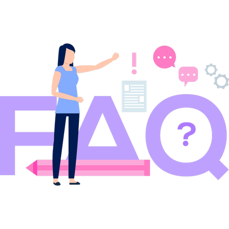 La fille montre le service FAQ  Illustration