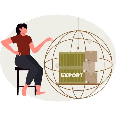 Une fille montre une exportation mondiale  Illustration