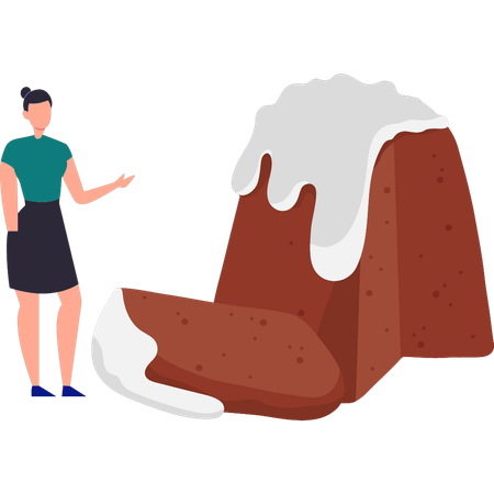 La fille montre la glace au chocolat  Illustration