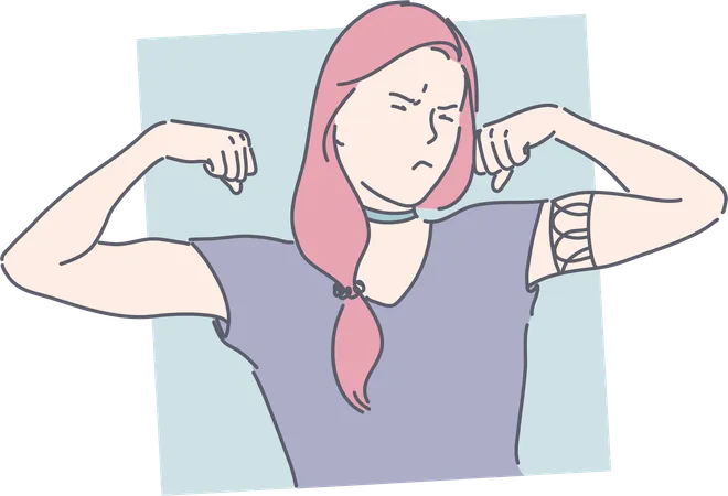 La fille montre ses biceps  Illustration