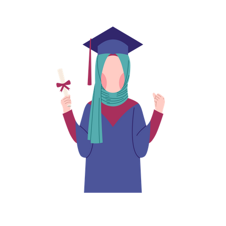 Une fille musulmane a obtenu son diplôme  Illustration