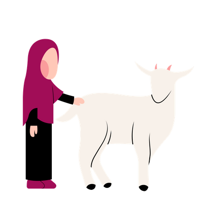 Fille musulmane avec chèvre  Illustration