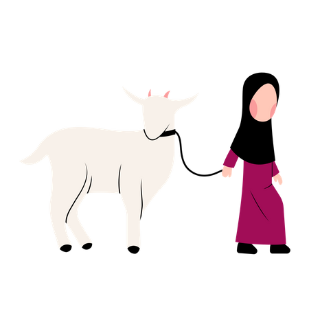 Fille musulmane avec chèvre  Illustration